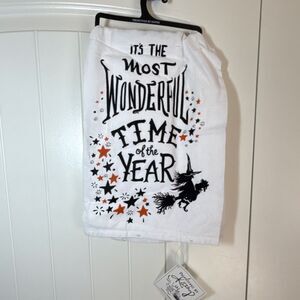 Primitives by Kathy Halloween Witch Cotton Dish Towel White Stars Kitchen